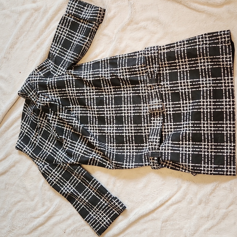 Marc by Marc Jacobs Black and White Print Mini Dress with Belt Size Medium